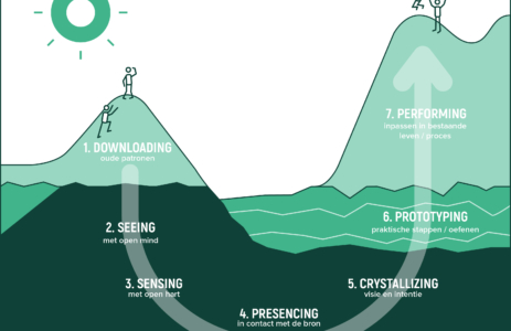 Visualisatie van de U-theorie met stappen naar verandering.