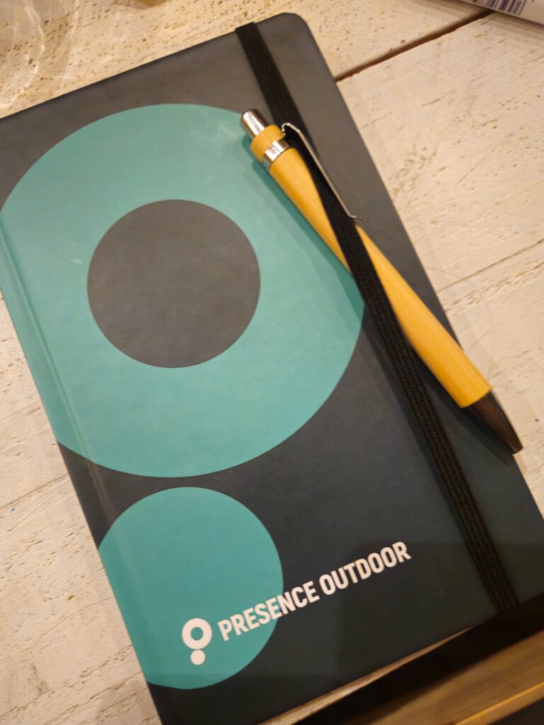 Presence Outdoor notitieboek gebruikt tijdens incompany leiderschapstraining